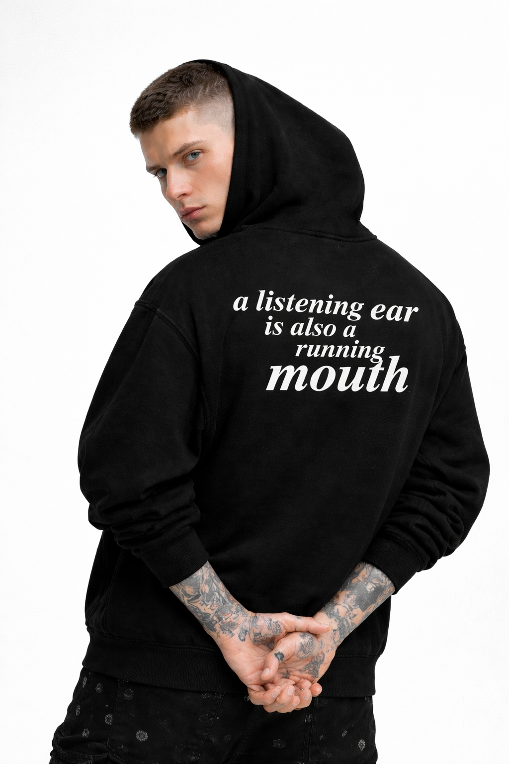 Listening Ear Hoodie – Limited-Mindset Black